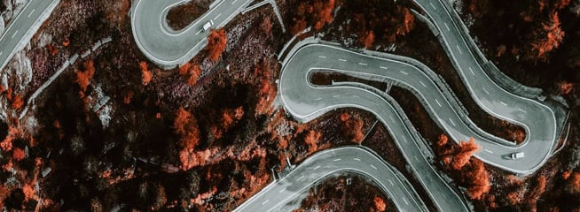 Mountain road perspective from above